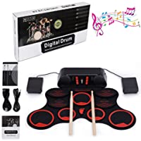 Electronic Drum Kit- LUXACURY 10 Pads Kit de almohadillas eléctricas Roll Up Kit de batería eléctrica Built in Doble…